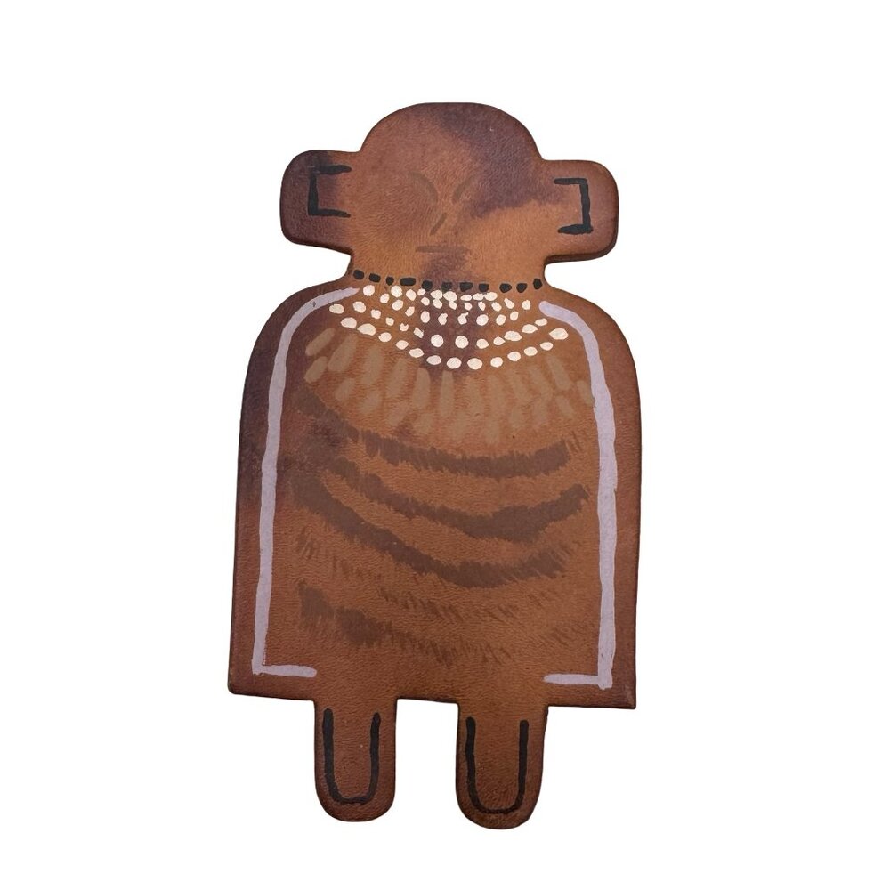 Vintage Kachina Wood 4" Hand Painted Flat Wood Decorated Handcrafted Figurine